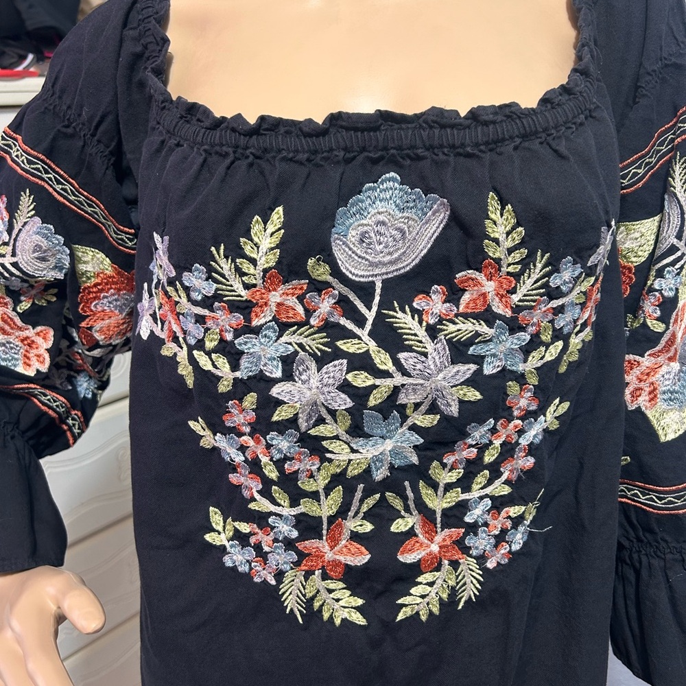 Free People Flour de jour embroidered off the shoulder mini dress size xs - Picture 5 of 11